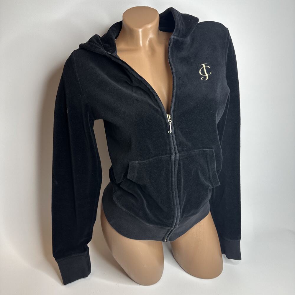 Juicy Couture Y2K Womens Zip Up Velour Jacket Hoodie Size L Made in USA Vintage - Picture 1 of 11